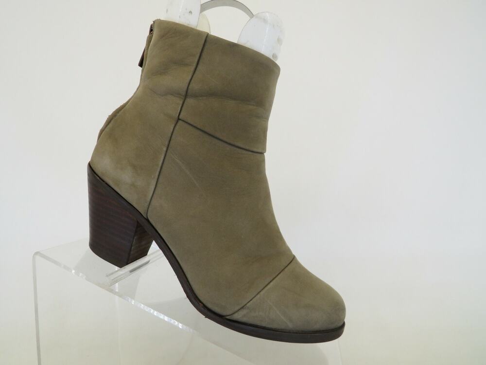 Saks Fifth Avenue Womens Size 6 M Gray Brown Leather Zip Ankle Boots Bootie